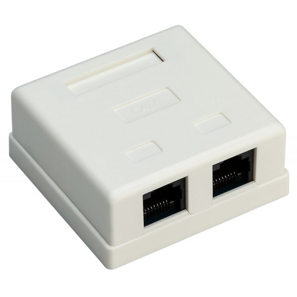 GOOBAY επιτοίχια πρίζα δικτύου 77633, 2 θύρες RJ45, CAT 6 UTP, λευκή - Διάφορα Δικτύου