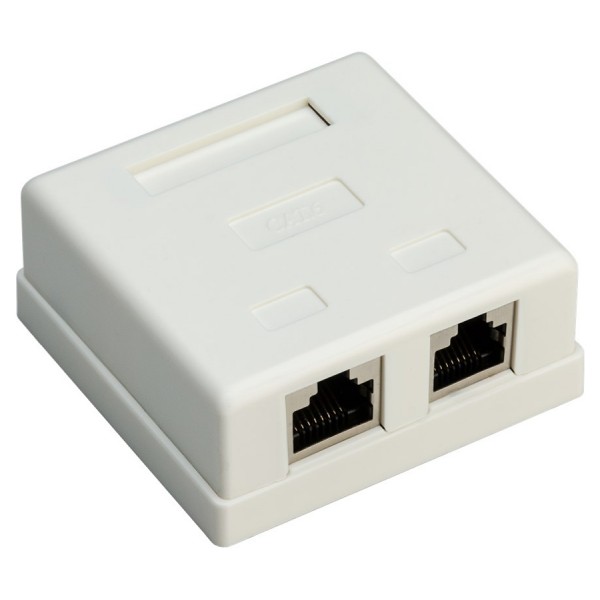 GOOBAY επιτοίχια πρίζα δικτύου 77635, 2 θύρες RJ45, CAT 6 STP, λευκή - Διάφορα Δικτύου