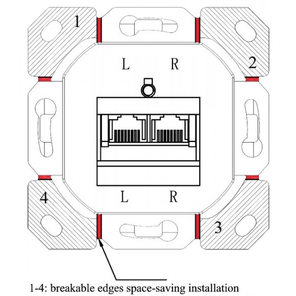 GOOBAY επιτοίχια πρίζα CAT 6 68244, 2x RJ45, 80x80mm, λευκή