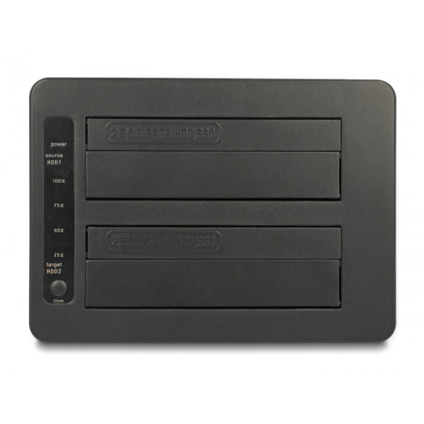 DELOCK docking station για 2.5" ή 3.5" SATA HDD/SSD 64183, 2 θέσεων, με card reader, 5Gbps, clone function, μαύρο