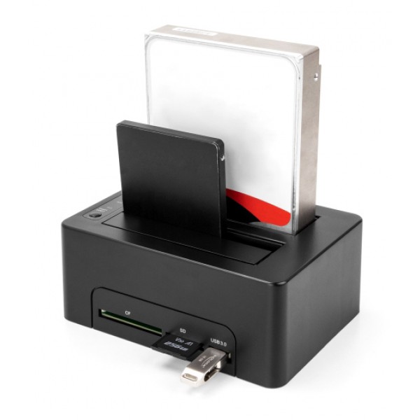 DELOCK docking station για 2.5" ή 3.5" SATA HDD/SSD 64183, 2 θέσεων, με card reader, 5Gbps, clone function, μαύρο - Σύγκριση Προϊόντων