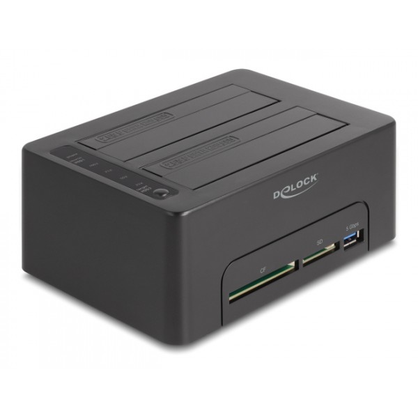 DELOCK docking station για 2.5" ή 3.5" SATA HDD/SSD 64183, 2 θέσεων, με card reader, 5Gbps, clone function, μαύρο - Σύγκριση Προϊόντων