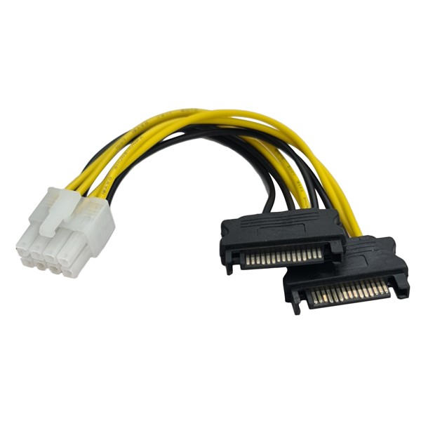 POWERTECH καλώδιο EPS 8pin σε 2x SATA 15pin CAB-W039, 15cm - Εσωτερικά PC