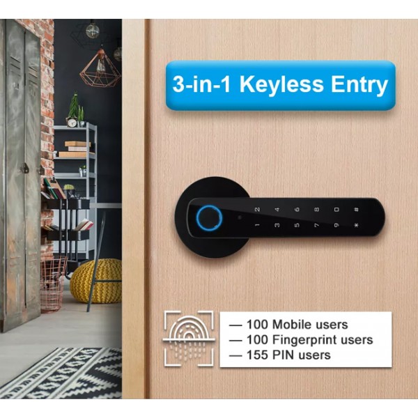 SECUKEY ηλεκτροπύρος D100-BT, συνδυασμού & fingerprint, μαύρος - Ηλεκτροπύροι