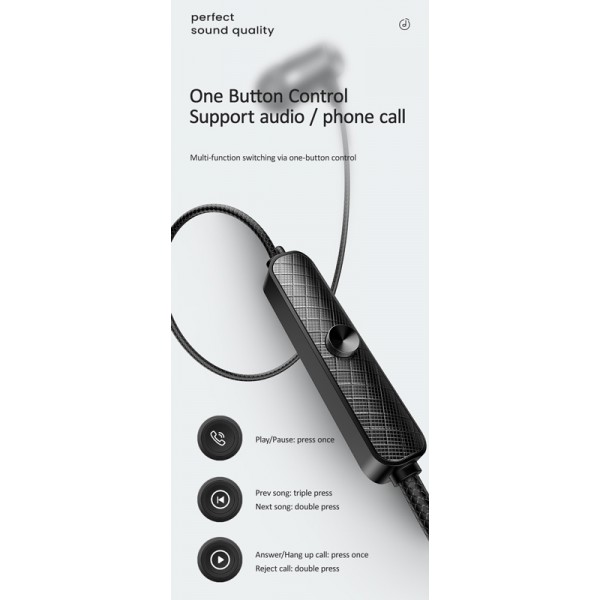 USAMS earphones με μικρόφωνο EP-42, 3.5mm σύνδεση, Φ10mm, 1.2m, μαύρα