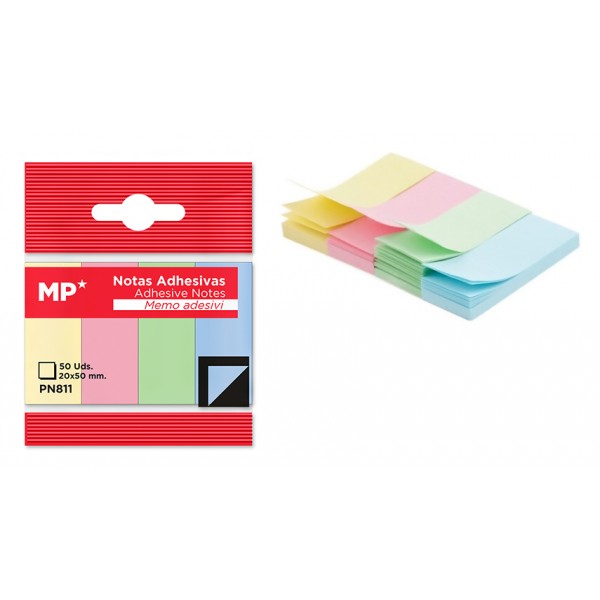 MP αυτοκόλλητοι σελιδοδείκτες PN811, 20x50mm, 200τμχ, χρωματιστοί - Αναλώσιμα - Είδη Γραφείου