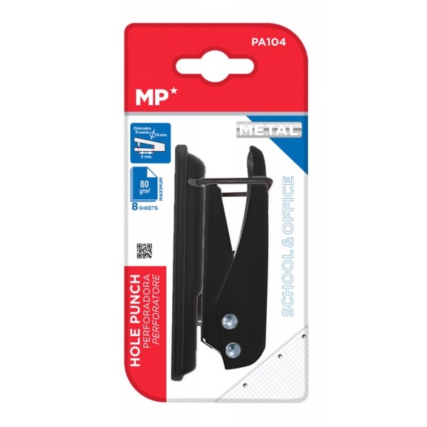 MP μεταλλικός διακορευτής PA104, μονός, 6mm, 2x9cm, μαύρος - Αναλώσιμα - Είδη Γραφείου