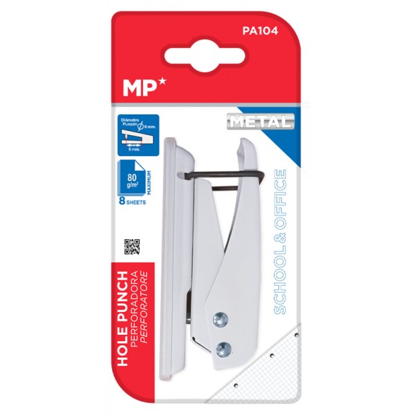 MP μεταλλικός διακορευτής PA104, μονός, 6mm, 2x9cm, λευκός - Αναλώσιμα - Είδη Γραφείου