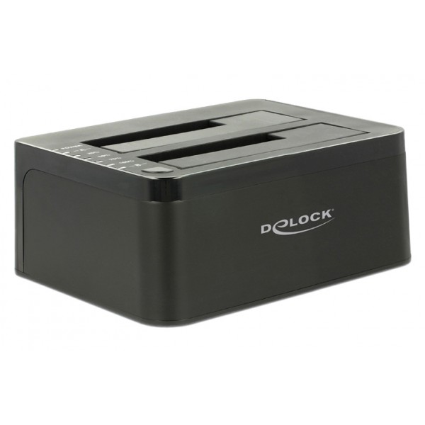 DELOCK docking station για 2.5" ή 3.5" SATA HDD/SSD 62661, 2 θέσεων, 6Gbps, clone function, μαύρο - Θήκες & Trays Σκληρών Δίσκων
