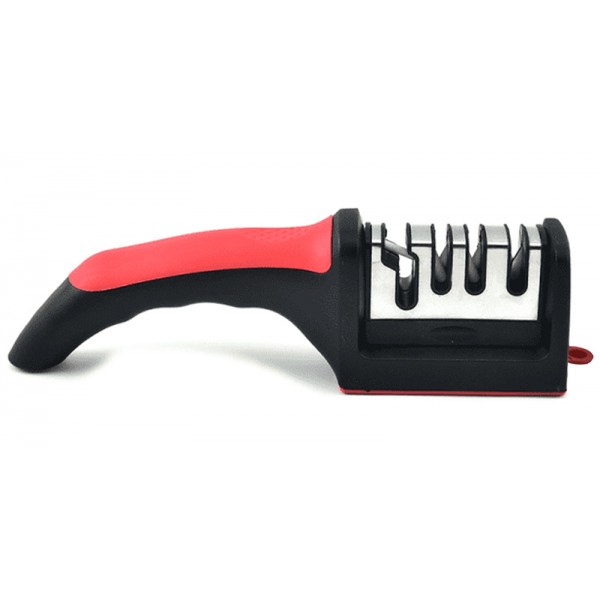 Ακονιστήρι μαχαιριών TOOL-0080, 4 επιπέδων, μαύρο & κόκκινο - UNBRANDED