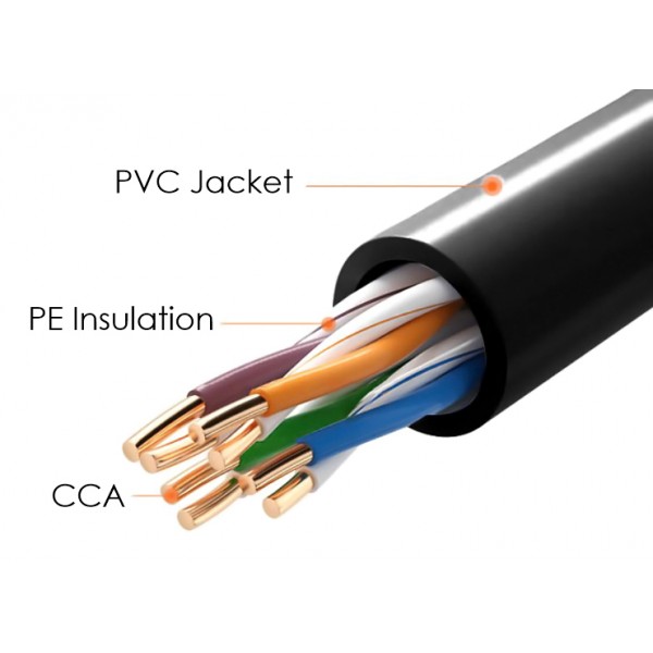 POWERTECH καλώδιο δικτύου CAB-N289, Cat 5e U/UTP, CCA 26AWG, 100m, μαύρο - Δίκτυο