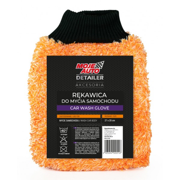 MOJE AUTO γάντι καθαρισμού αυτοκινήτου 19-629, 20x27cm, πορτοκαλί - MOJE AUTO