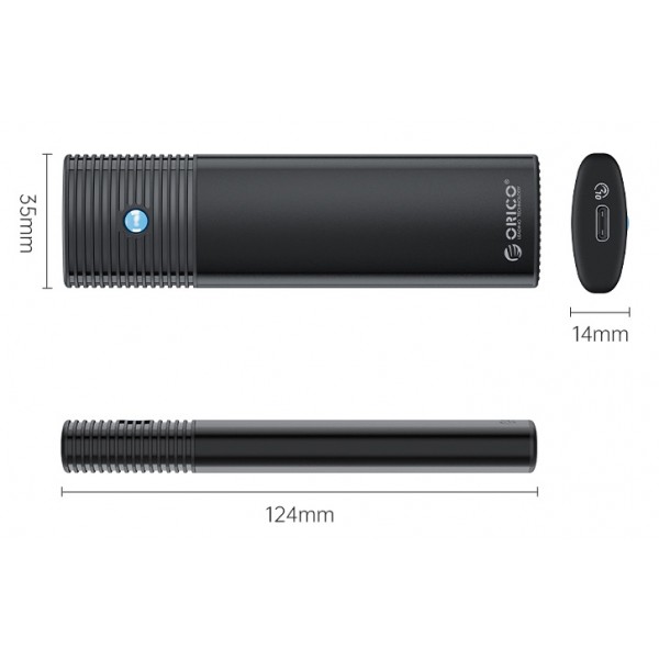 ORICO θήκη για Μ.2 NVMe SSD PWM2-G2-BK-EP, 10Gbps, έως 4TB, μαύρη