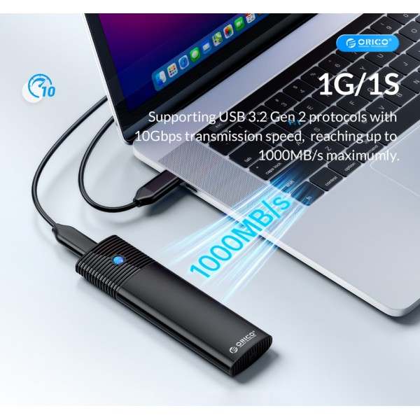 ORICO θήκη για Μ.2 NVMe SSD PWM2-G2-BK-EP, 10Gbps, έως 4TB, μαύρη - Θήκες & Trays Σκληρών Δίσκων