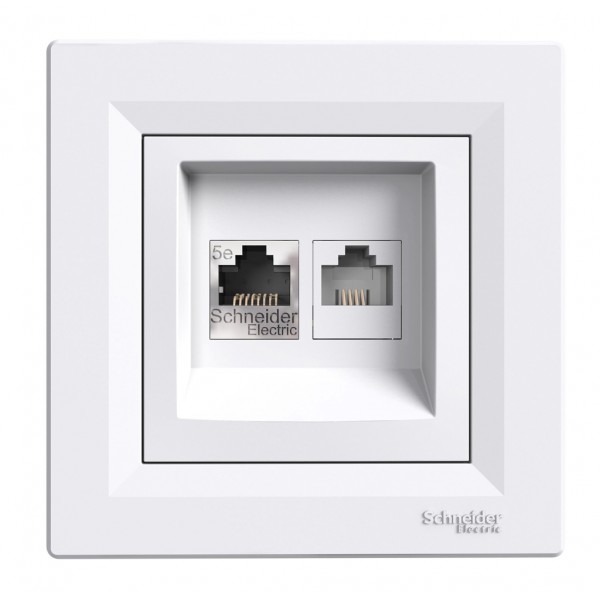 SCHNEIDER ELECTRIC επιτοίχια πρίζα δικτύου RJ45 & RJ12 Asfora EPH4900121 - Διάφορα Δικτύου