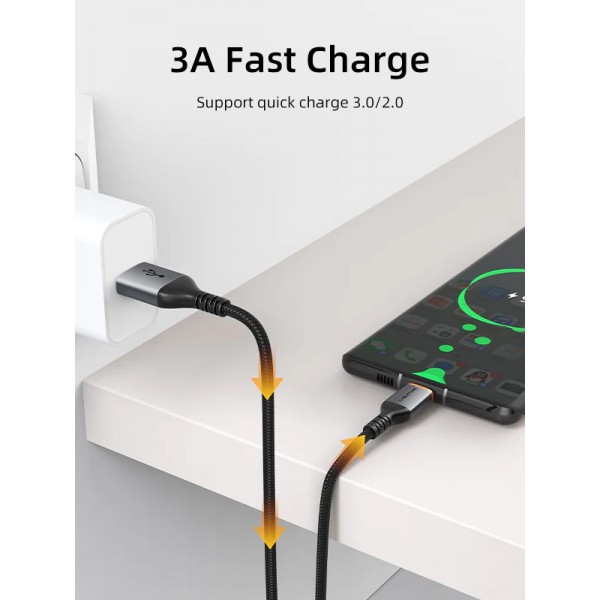 CABLETIME καλώδιο USB σε USB-C CT-AMCM3A, 3A, 2m, μαύρο - CABLETIME