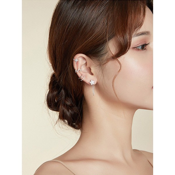 BAMOER σκουλαρίκι cuff SCE999-A με κυβική ζιρκόνια, ασήμι 925, ασημί - BAMOER