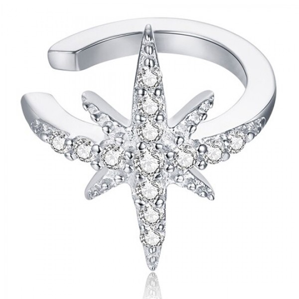 BAMOER σκουλαρίκι cuff SCE999-A με κυβική ζιρκόνια, ασήμι 925, ασημί - BAMOER