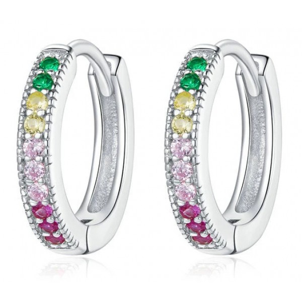 BAMOER σκουλαρίκια κρίκοι BSE459, κυβική ζιρκόνια, ασήμι 925, ασημί - BAMOER