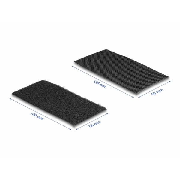 DELOCK αυτοκόλλητα τύπου Velcro 19105, 5x10cm, μαύρο, 10 ζεύγη - Service & Εργαλεία