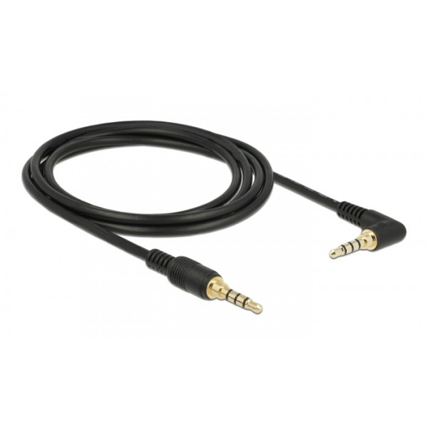 DELOCK καλώδιο 3.5mm 85613, γωνιακό, 24AWG, gold plated, 2m, μαύρο - Ήχος
