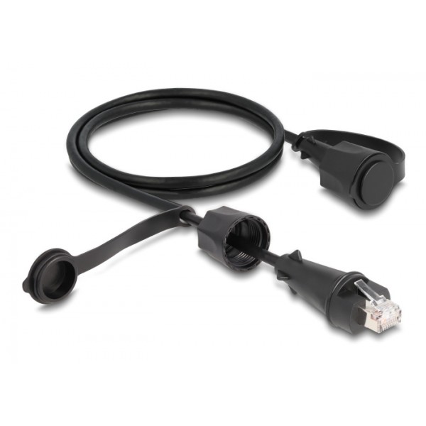 DELOCK καλώδιο δικτύου 80166, CAT 6 STP, με καπάκι, IP68, 1m, μαύρο - Δίκτυο
