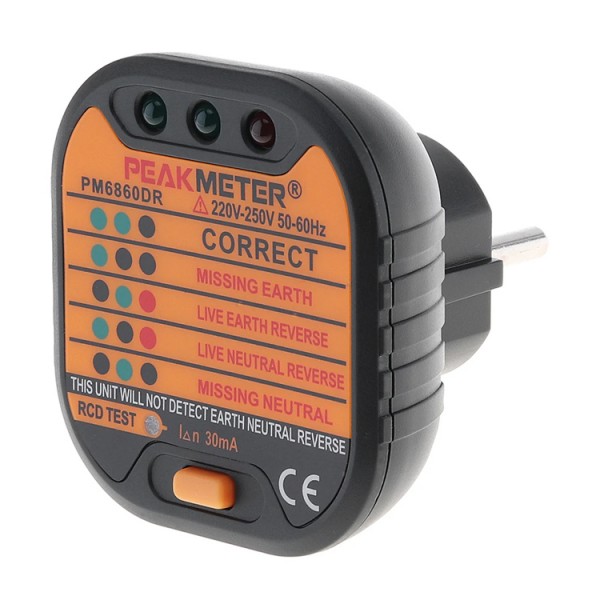 PEAKMETER tester πρίζας PM6860DR, 220-250V 50-60Hz - PEAKMETER