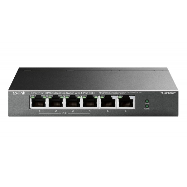 TP-LINK desktop switch TL-SF1006P, 6-Port 10/100Mbps, 4x PoE+, Ver. 1.0 - tp-link