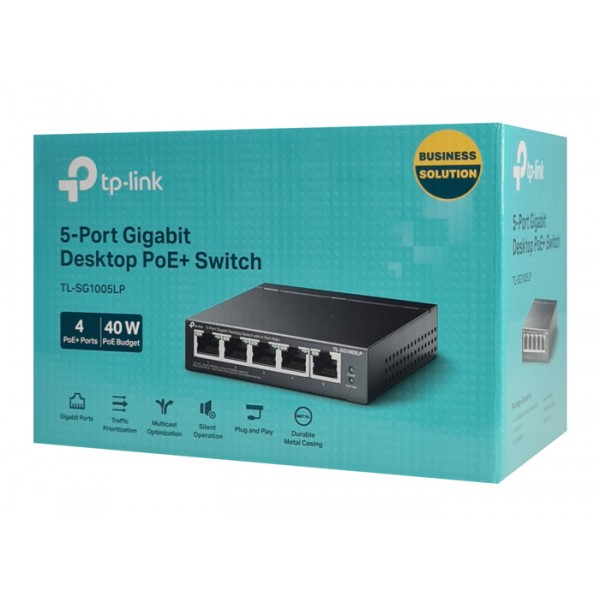 TP-LINK desktop switch TL-SG1005LP, 5-Port Gigabit, 4x PoE+, Ver. 2.0