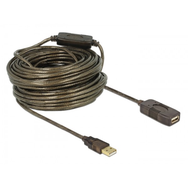 DELOCK καλώδιο USB 2.0 αρσενικό σε θηλυκό 82690, active, 20m, μαύρο - USB