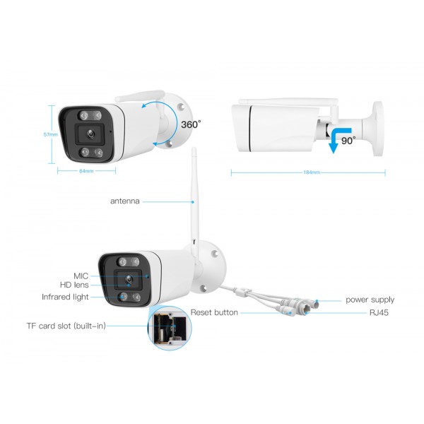 VSTARCAM smart IP κάμερα CS58, IP66, 3MP, WiFi, ανίχνευση καπνού