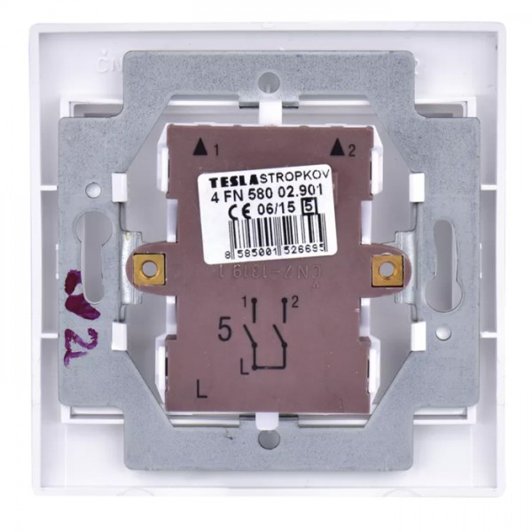 TESLA STROPKOV διακόπτης κομμυτατέρ Praktik A0264, διπλός, λευκός - TESLA STROPKOV