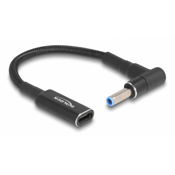 DELOCK καλώδιο τροφοδοσίας 60031, USB-C σε HP 4.5x3.0mm, 15cm, μαύρο - DeLock