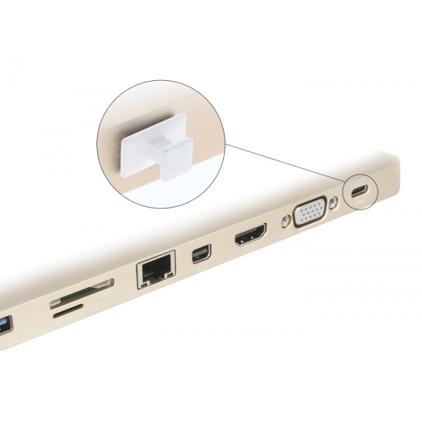DELOCK κάλυμμα προστασίας για θύρα USB-C 64097 με λαβή, λευκό, 10τμχ - DeLock