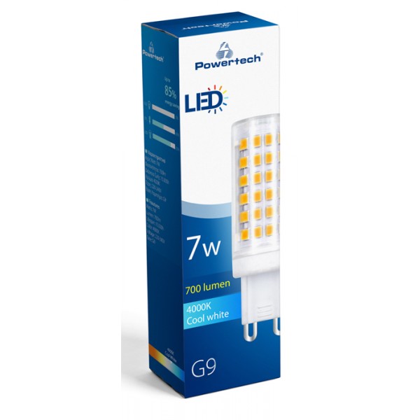 POWERTECH LED λάμπα G9-0002 7W, 4000K, G9, 700lm, RC - Λάμπες