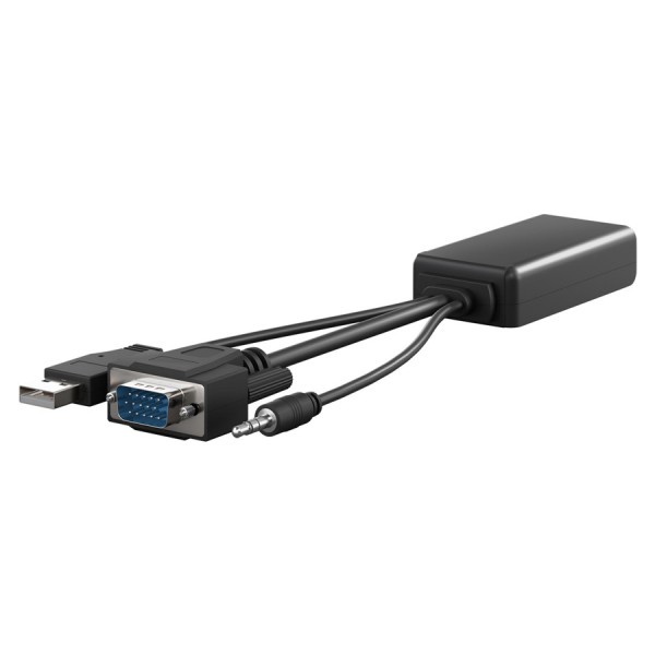 GOOBAY αντάπτορας VGA σε HDMI 61259, 3.5mm Jack, 1080p/60Hz, μαύρος - GOOBAY