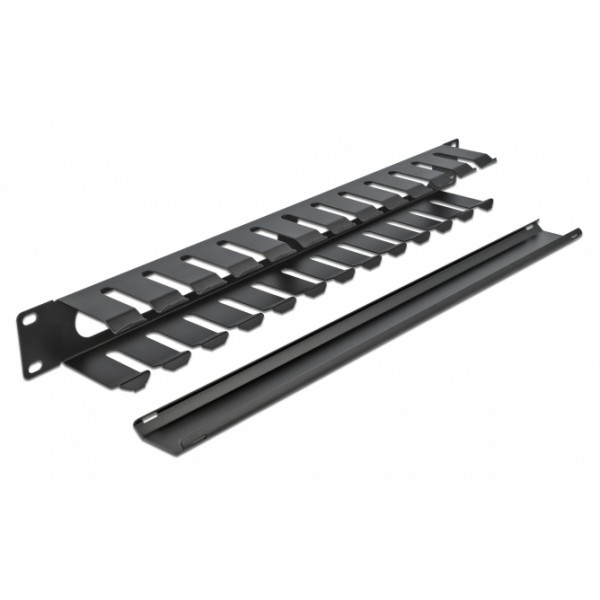 DELOCK cable management 66550 για rack 19"/1U, μεταλλικό, μαύρο