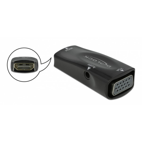 DELOCK αντάπτορας HDMI σε VGA 66560, με audio, 1080p/60Hz, μαύρος - DeLock