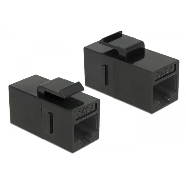 DELOCK Keystone module RJ45 86381, θηλυκό σε θηλυκό, Cat 6 UTP, μαύρο - DeLock