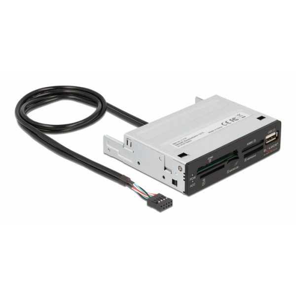 DELOCK USB 9-pin card reader 91708, CF/SD/XD/MS/Micro SD/USB, 3.5" bay - DeLock