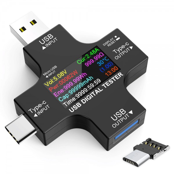 Συσκευή ελέγχου λειτουργίας θύρας USB, Micro USB & USB-C, 3.6-32V, LCD - Service & Εργαλεία