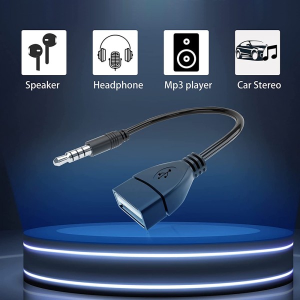POWERTECH καλώδιο 3.5mm σε USB 2.0 female CAB-J055, 0.5m, μαύρο - Ήχος