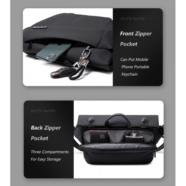 ARCTIC HUNTER τσάντα Crossbody YB00046 με θήκη tablet, 10L, μαύρη - ARCTIC HUNTER