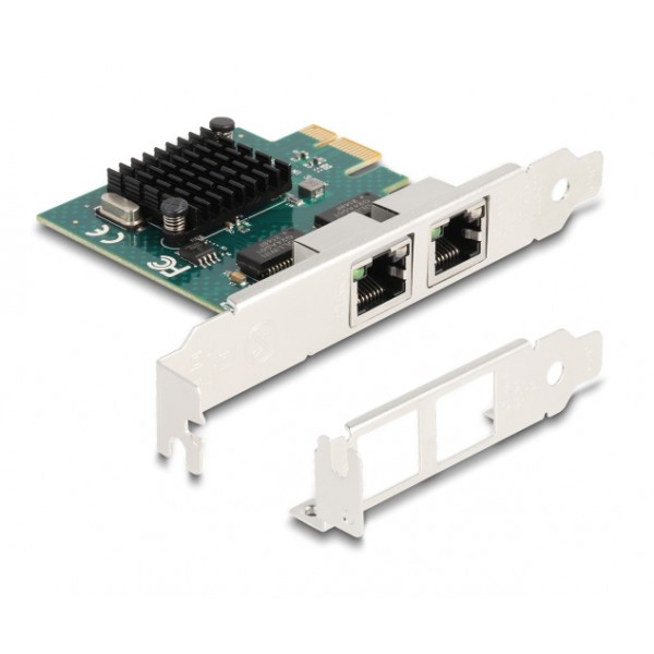 DELOCK κάρτα επέκτασης PCIe x1 σε 2x RJ45 Gigabit 88205, 1000Mbps - Κάρτες Δικτύου - USB Dongles