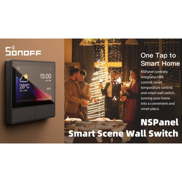 SONOFF smart panel ελέγχου NSPanel με οθόνη αφής, 2-gang, Wi-Fi, λευκό - SONOFF