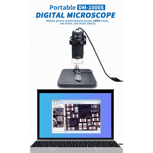 SUNSHINE ψηφιακό μικροσκόπιο DM-1000S, 50x-1000x, USB, LED - SUNSHINE