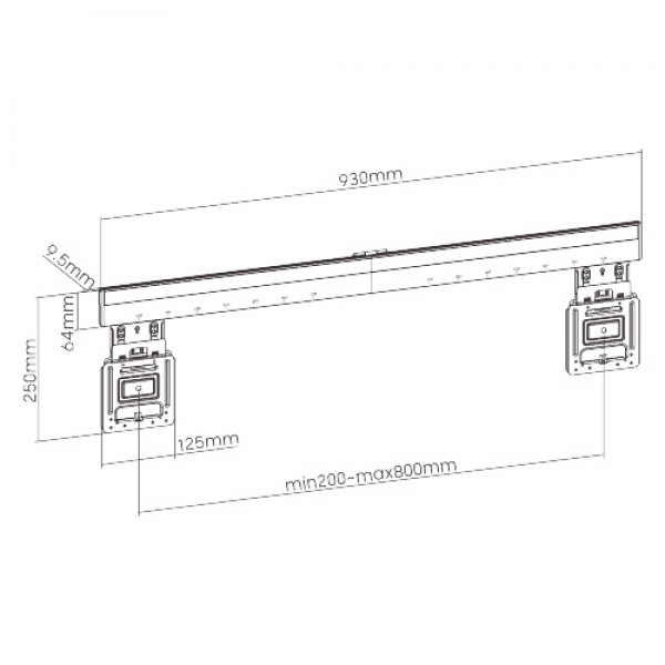 BRATECK επιτοίχια βάση τηλεόρασης LED-1948, 43-100", έως 75kg, ultra slim, fixed