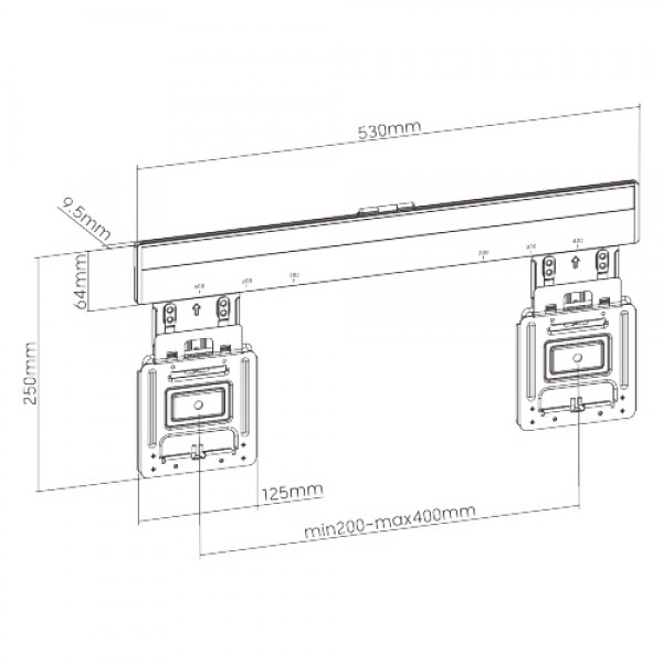 BRATECK επιτοίχια βάση τηλεόρασης LED-1944, 32-65", έως 75kg, ultra slim, fixed