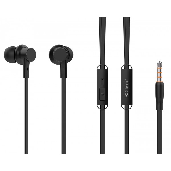 CELEBRAT earphones με μικρόφωνο G19, 3.5mm σύνδεση, Φ10mm, 1.2m, μαύρα - CELEBRAT