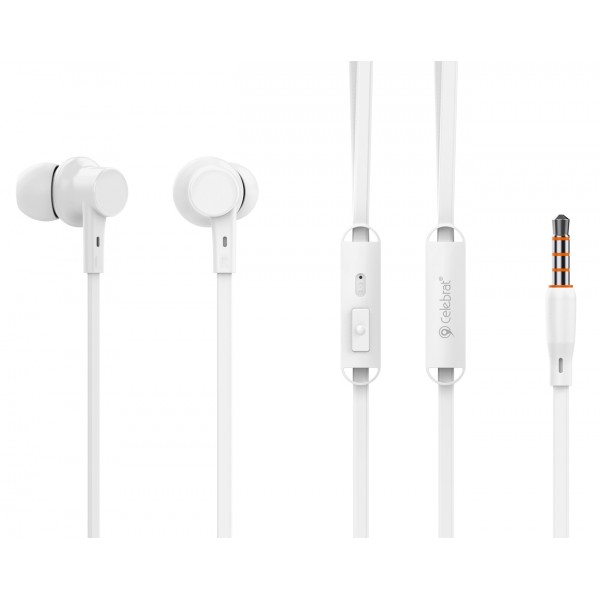 CELEBRAT earphones με μικρόφωνο G19, 3.5mm σύνδεση, Φ10mm, 1.2m, λευκά - CELEBRAT